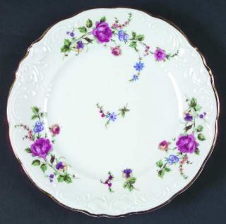 Walbrzych Sheraton Rose Salad Plate, Fine China Dinnerware   Embossed Rim, Flora