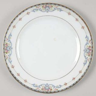 Noritake Wellesley Salad Plate, Fine China Dinnerware   Blue Band/Circles,Blue S