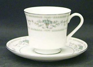 Fine China of Japan Diane Footed Cup & Saucer Set, Fine China Dinnerware   Blue