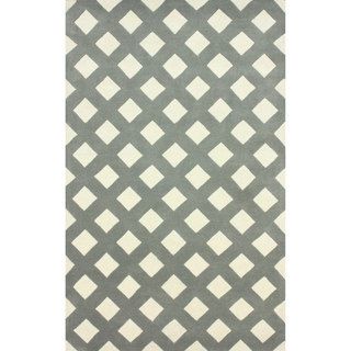 Nuloom Hand tufted Trellis Grey Wool Rug (86 X 116)