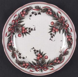 Spode Festival Dinner Plate, Fine China Dinnerware   Holiday Theme,Ribbons,Pinec