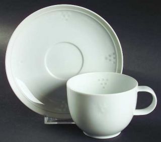 Dansk Statement Flat Cup & Saucer Set, Fine China Dinnerware   White, Triangles