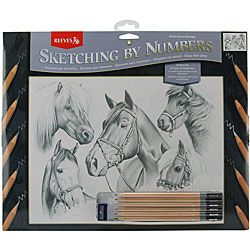 Horse Montage 13x16 Sketch By Number Kit (11 1/2x15 1/2 inchesConforms to ASTM D4236Not for children under 3 years of ageImported )