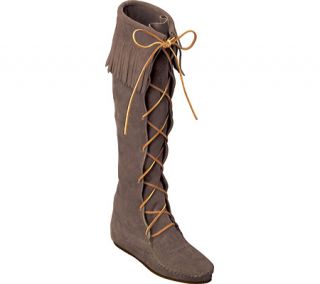 Womens Minnetonka Knee High Fringe Boot   Dusty Brown Suede Boots