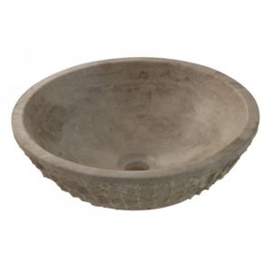Belle Foret BFL6DUR French Country Chiseled Round Stone Lavatory Sink
