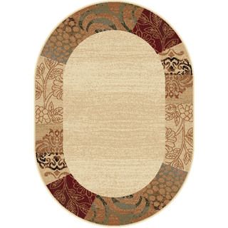 Rhythm 105202 Beige Transitional Area Rug (5 3 X 7 3 Oval) (BeigeSecondary Colors Brown, red, greenShape OvalTip We recommend the use of a non skid pad to keep the rug in place on smooth surfaces.All rug sizes are approximate. Due to the difference of 