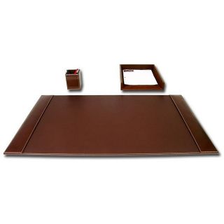 Dacasso Rustic Brown Leather 3 piece Desk Set (Rustic brownSet includes34 x 20 desk pad Pencil cup Letter tray )