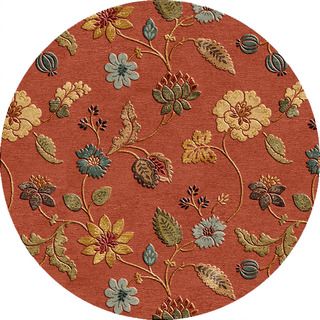 Hand tufted Transitional Floral Pattern Red/ Orange Rug (10 Round)