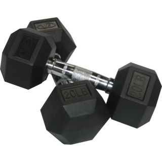 Valor Fitness 20 Lb Black Rubber Hex Dumbbells (set Of 2) (BlackDurable constructionHex shape design to prevent the dumbbell from rolling, as well as provide easier storageErgonomic designSupports a solid steel handle is designed to fit in the palm of you