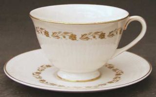 Royal Doulton Fairfax Footed Cup & Saucer Set, Fine China Dinnerware   Gold Flow