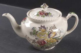 Johnson Brothers Garden Bouquet Teapot & Lid, Fine China Dinnerware   Multicolor