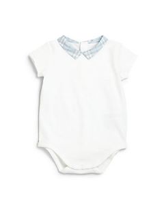 Burberry Infants Check Collar Bodysuit   White