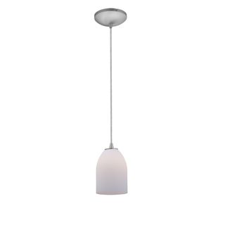 Access Tali 1 light Brushed Steel Cone Glass Energy Efficient Pendant