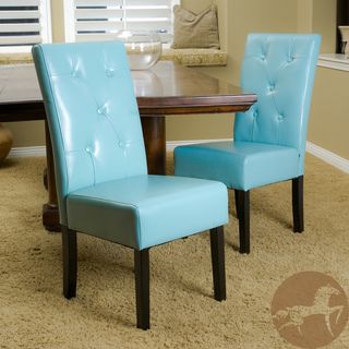 Christopher Knight Home Taylor Teal Bonded Leather Dining Chair (set Of 2) (Teal blueFeatures Button tufted backrestSome assembly requiredDimensions 39.50 inches high x 17.70 inches wide x 24 inches deepSeat dimensions 19 inches high x 17.70 inches wid