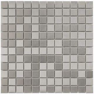 Somertile 11 7/8x11 7/8 in Chromium Stainless 1 in Steel/porcelain Mosaic Tile (pack Of 10)