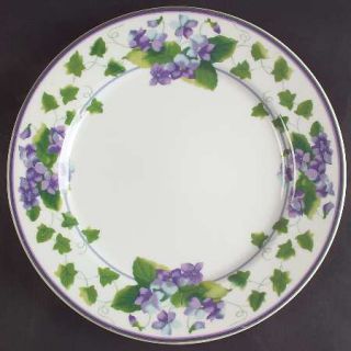 Waverly Sweet Violets Dinner Plate, Fine China Dinnerware   Violets,Green Leaves