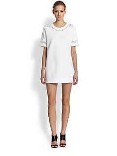 Rebecca Taylor Lace Inset Sweatshirt Tunic Dress   White