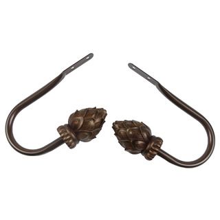 Lotus Antiqued Cocoa Curtain Holdback Pair (CocoaMaterials Metal j hook and resin finial The digital images we display have the most accurate color possible. However, due to differences in computer monitors, we cannot be responsible for variations in col
