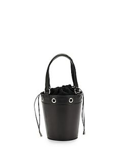 Mini Leather Bucket Bag   Black