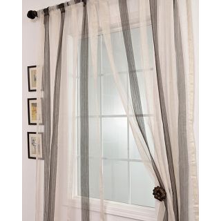 Signature Havannah Ash 108 inch Striped Linen And Voile Weaved Sheer Curtain (Beige and grey stripesCurtain style SheerConstruction Rod pocketPocket measures 3 inchesNot linedDimensions 108 inches long x 48 inches wideEnergy savingMaterials Poly blen