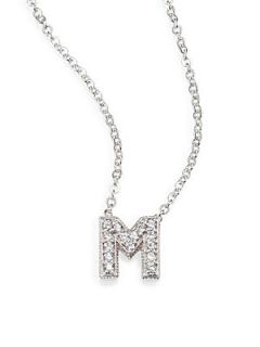 Adriana Orsini Sterling Silver Pave Initial Pendant Necklace   M