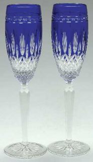Waterford Clarendon Cobalt Fluted Champagne (Set of 2)   Cut Decor,Blue Bowl,Mul