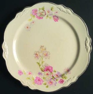 Homer Laughlin  Fluffy Rose 1 (Platinum Trim) Dinner Plate, Fine China Dinnerwar
