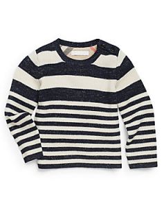Toddlers & Little Girls Wool/Linen Striped Sweater   Navy Stripe