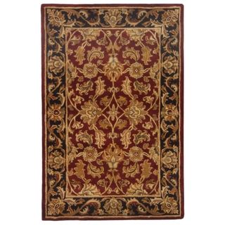 Handmade Heritage Kashan Burgundy/ Black Wool Rug (4 X 6) (RedPattern OrientalMeasures 0.625 inch thickTip We recommend the use of a non skid pad to keep the rug in place on smooth surfaces.All rug sizes are approximate. Due to the difference of monitor