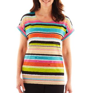 Alfred Dunner St. Barth s Short Sleeve Striped Top