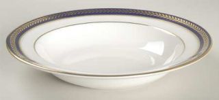 Wedgwood Stanton Rim Soup Bowl, Fine China Dinnerware   Cobalt Blue Band, Gold L