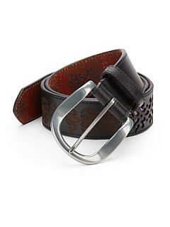 Laser Cut Leather Belt   Brown