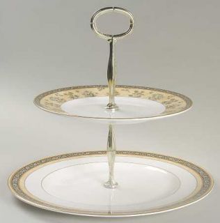 Wedgwood India 2 Tiered Serving Tray (Dp, Sp), Fine China Dinnerware   Tan & Bla