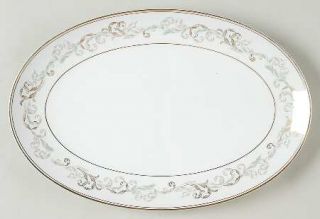 Noritake Stanwyck 14 Oval Serving Platter, Fine China Dinnerware   Green&Gold L