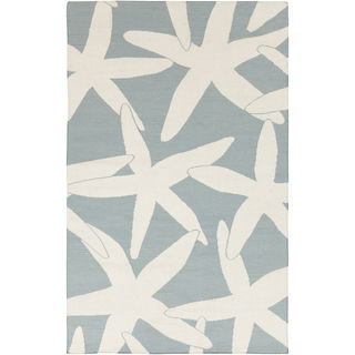 Handwoven Impala Powder Blue Wool Rug (5 X 8)