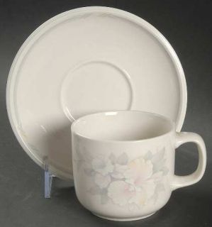 Noritake Morning Melody Flat Cup & Saucer Set, Fine China Dinnerware   Misty Isl