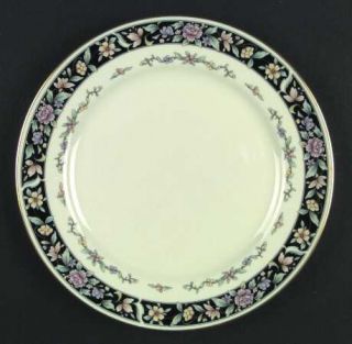 United Surgical Steel Ebony Bouquet Dinner Plate, Fine China Dinnerware   Ivory
