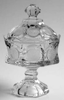 Fostoria Coin Glass Clear Wedding Bowl with Lid   Stem #1372, Clear   Old