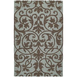 Zoe Scroll Blue Hand Tufted Wool Rug (90 X 120)