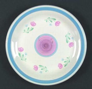 Sango Palermo Dinner Plate, Fine China Dinnerware   Blue Band, Pink&Blue Flowers