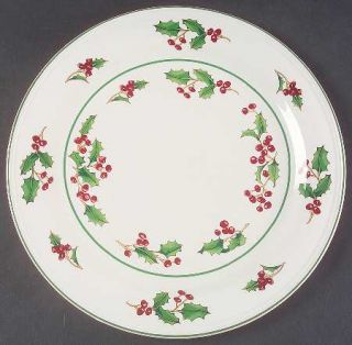 Sango White Christmas 12 Chop Plate/Round Platter, Fine China Dinnerware   Gree