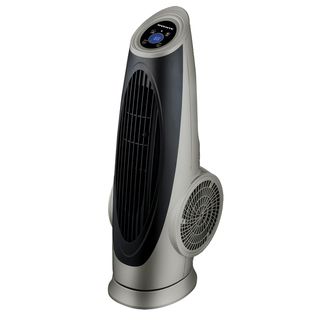 Ovente Metallic Grey Cool Breeze Tower Fan With Remote Control And Lcd Panel
