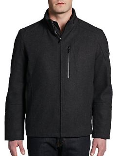 Waterproof Wool Blend Jacket   Black