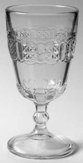 US Glass Cottage Clear Water Goblet   Stem #4820, Pressed Glass, Ovals/Stars