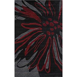 Nuloom Handmade Black Norwegian Floral Pattern Venom Rug (4 X 6)
