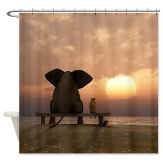 Elephant and Dog Friends Shower Curtain  Use code FREECART at Checkout