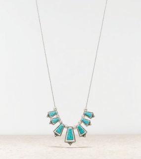 Silver AEO Gemstone Statement Necklace, Womens One Size