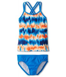 Nike Kids Motion Blur Spider Back Tankini And Brief Girls Swimwear Sets (Blue)