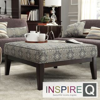 Inspire Q Kayla Medallion Floral Fabric Square Ottoman