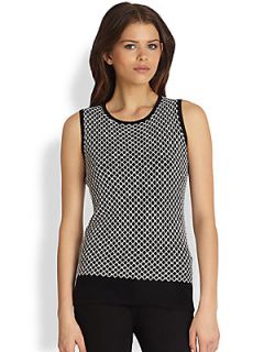  Collection Silk Cashmere Honeycomb Tank   Black White